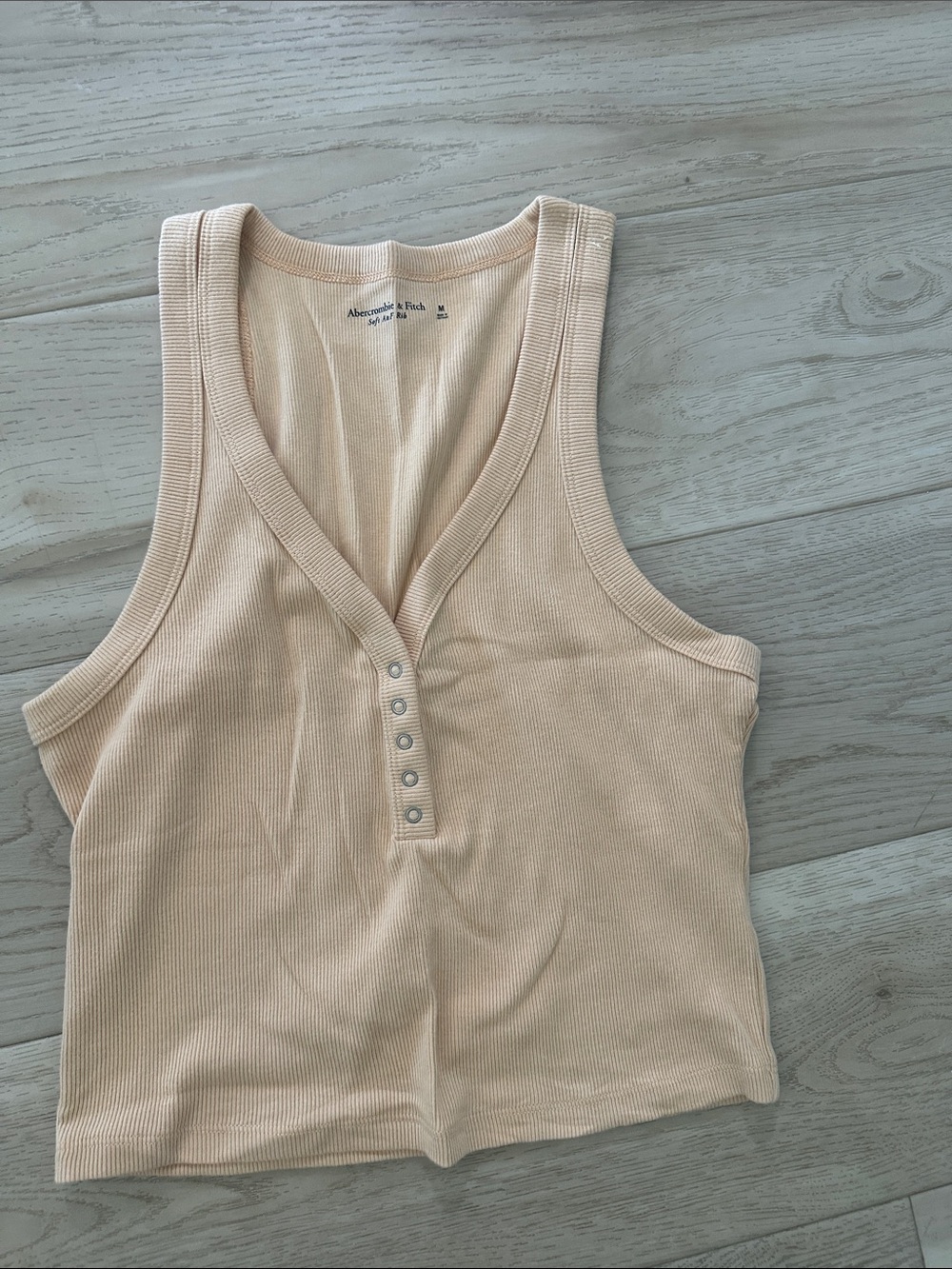 Abercrombie & Fitch Ribbed Henley Tank Top - Peach